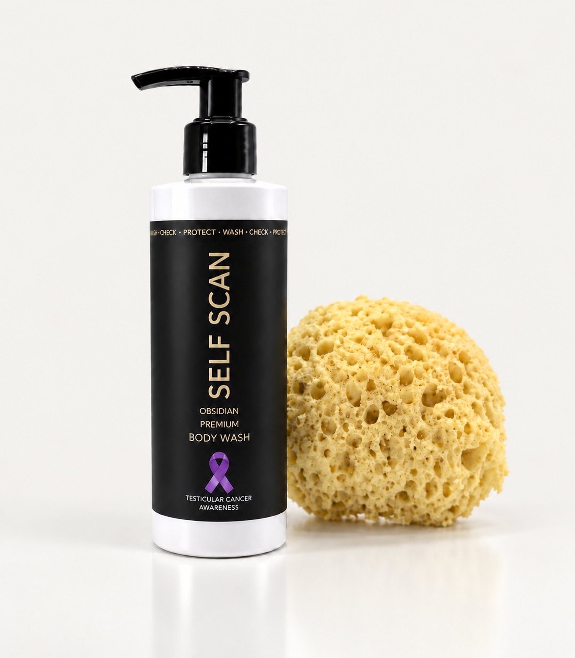 Self Scan Premium body wash 250ml OBSIDIAN WHITE + Luxury Honeycomb Style Sponge