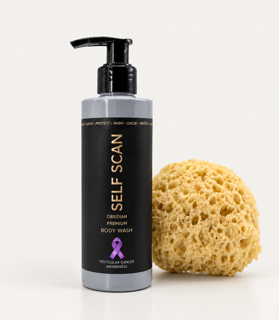Self Scan Premium body wash 250ml OBSIDIAN GREY+ Luxury Honeycomb Style Sponge