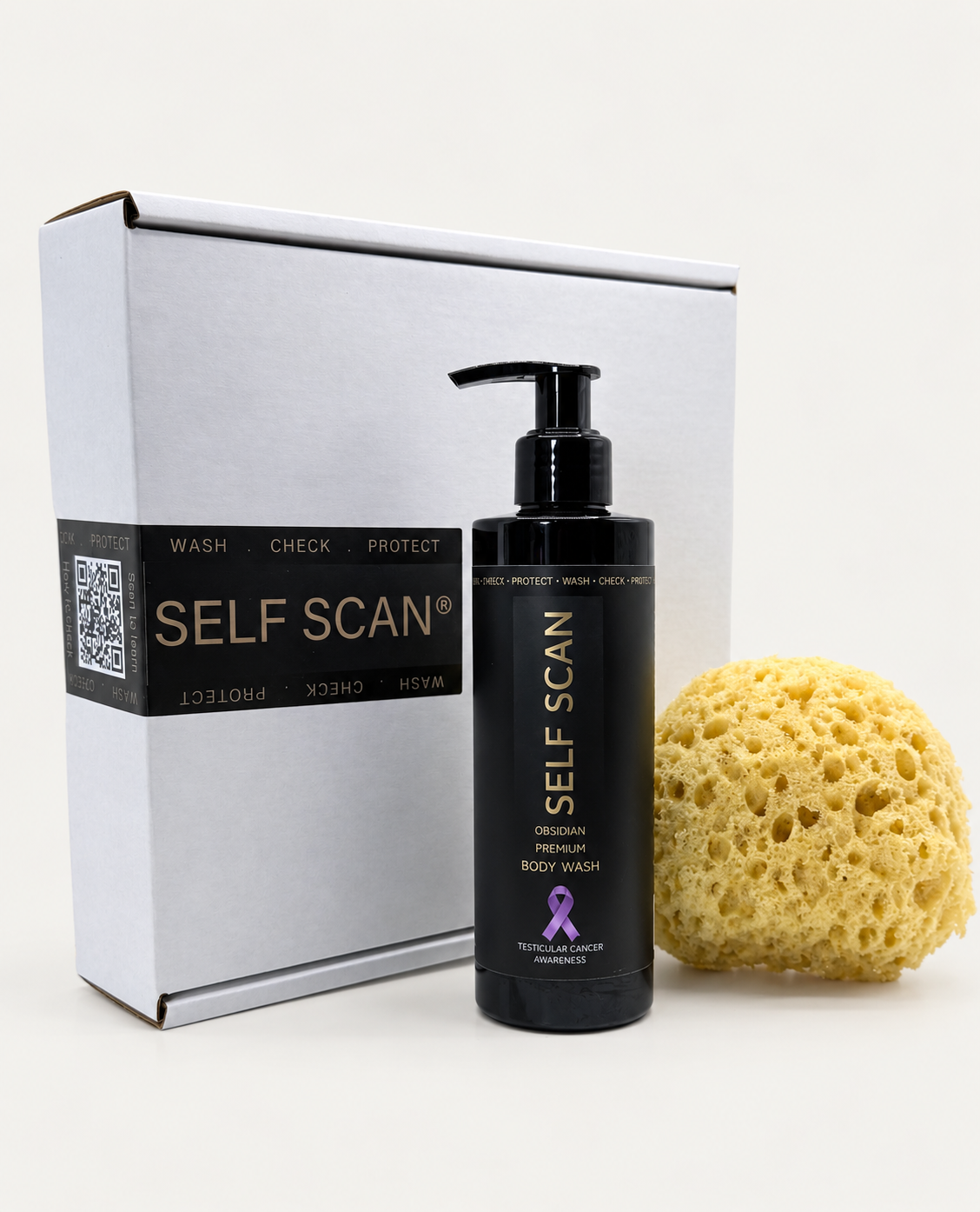 Self Scan Premium body wash 250ml OBSIDIAN BLACK + Luxury Honeycomb Style Sponge