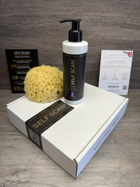 Self Scan premium body wash 250ml OBSIDIAN WHITE + Luxury Honeycomb Style Sponge
