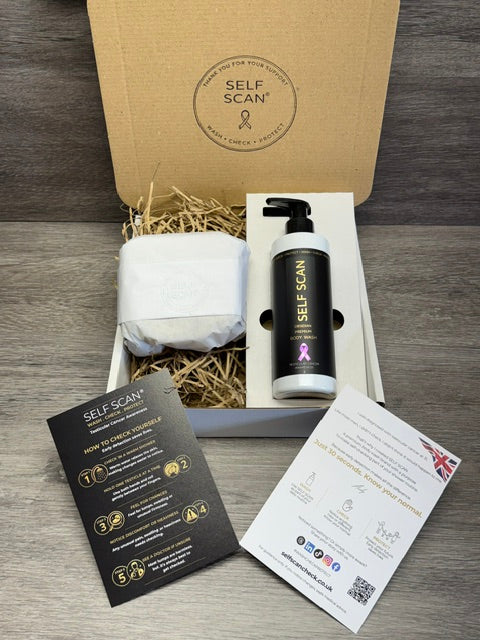 Self Scan premium body wash 250ml OBSIDIAN WHITE + Luxury Honeycomb Style Sponge